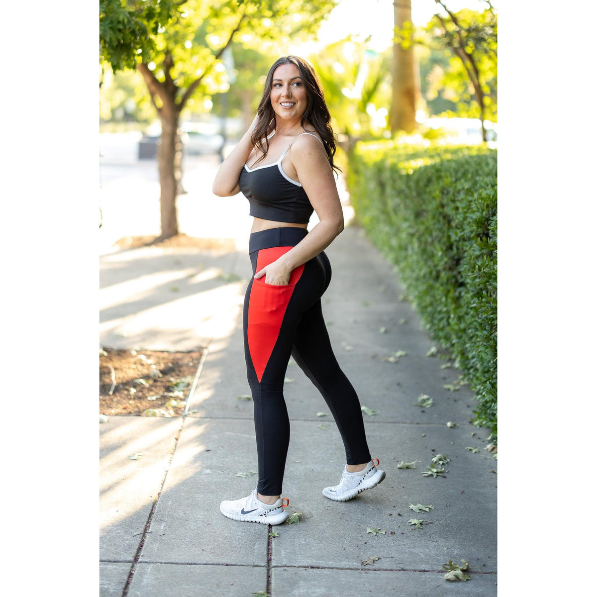 Ready to Ship | The Roxie - Red Panel Full Length Leggings