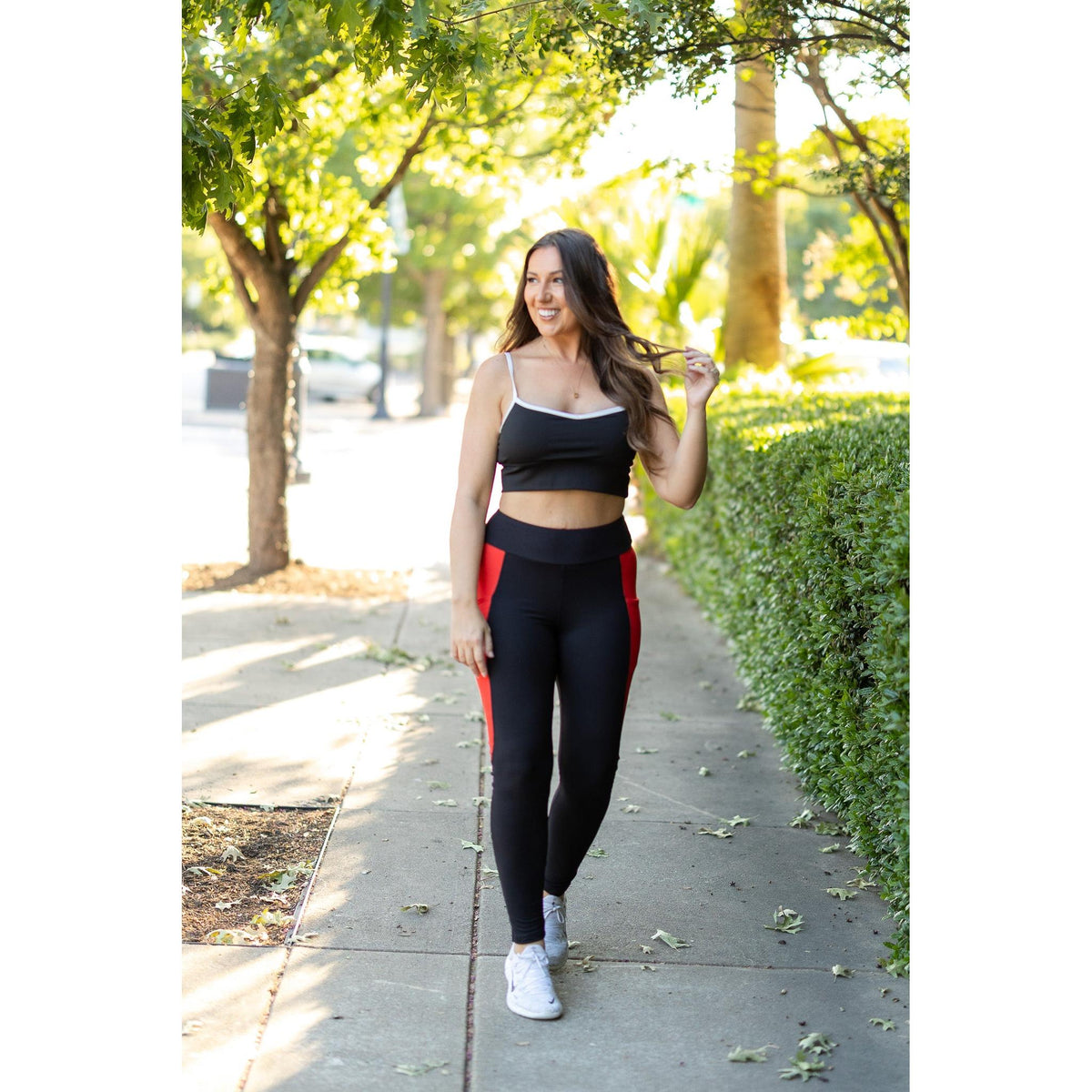Ready to Ship | The Roxie - Red Panel Full Length Leggings - 2 PACK
