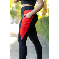 Ready to Ship | The Roxie - Red Panel Full Length Leggings