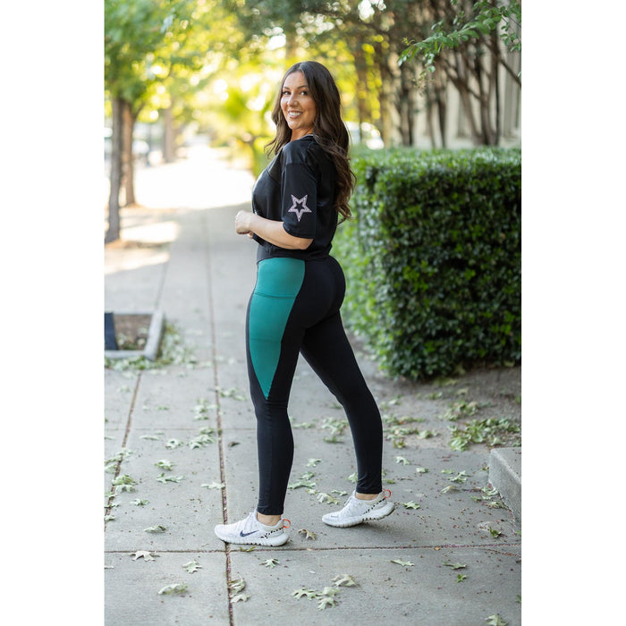 Ready to Ship | The Gracie - 2 PACK - Green Panel Full Length Leggings