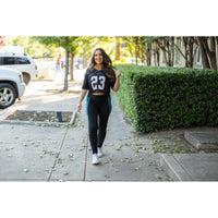 Julia Rose Gracie Green Panel Full Length Leggings women’s boutique leggings front view, Woman wearing Julia Rose Gracie leggings with green panel detail