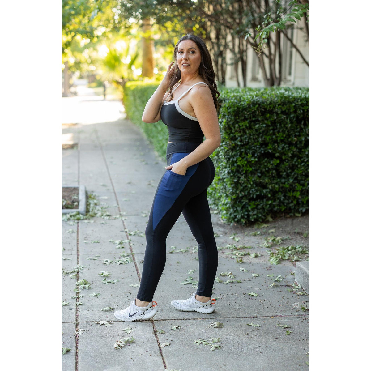 Ready to Ship | The Billie- Blue Panel Full Length Leggings - 2 PACK