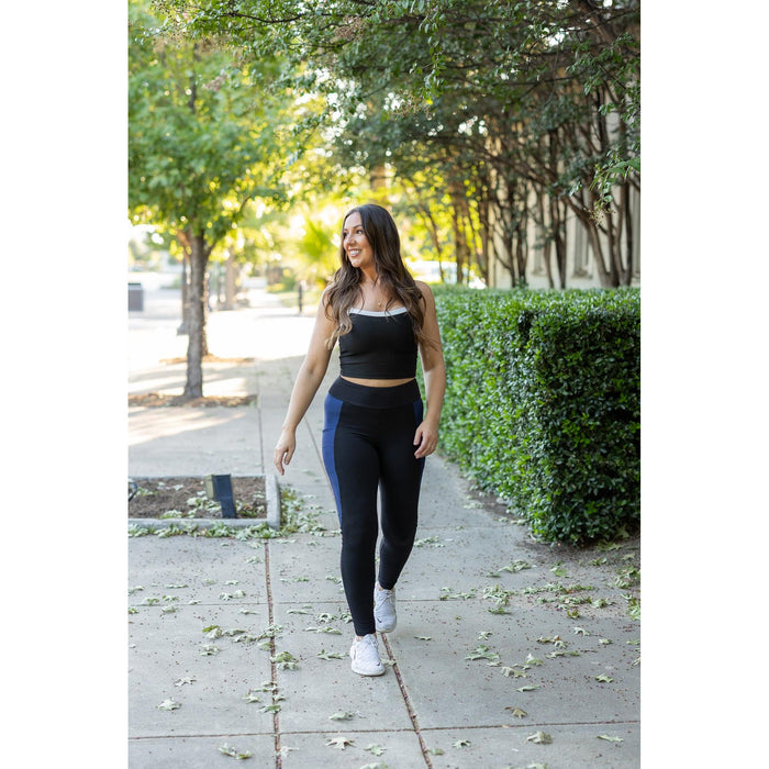 Ready to Ship | The Billie- Blue Panel Full Length Leggings