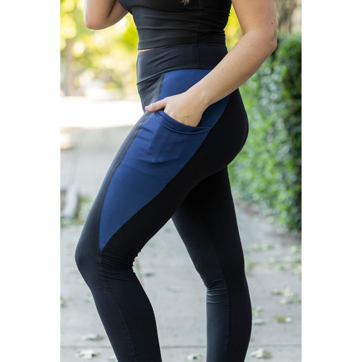 Ready to Ship | The Billie - 2 PACK - Blue Panel Full Length Leggings