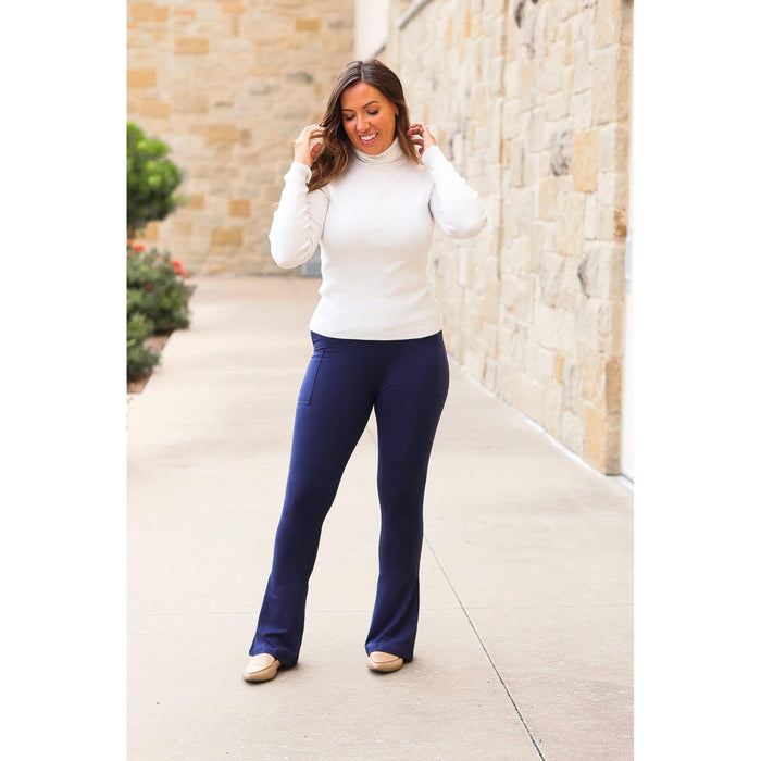 Ready to Ship | The Niko - 2 PACK -  Navy FLARE Leggings with Pocket