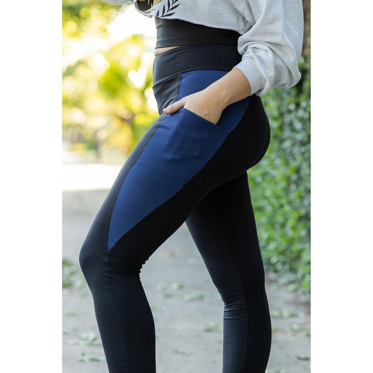 Ready to Ship | The Billie - 2 PACK - Blue Panel Full Length Leggings