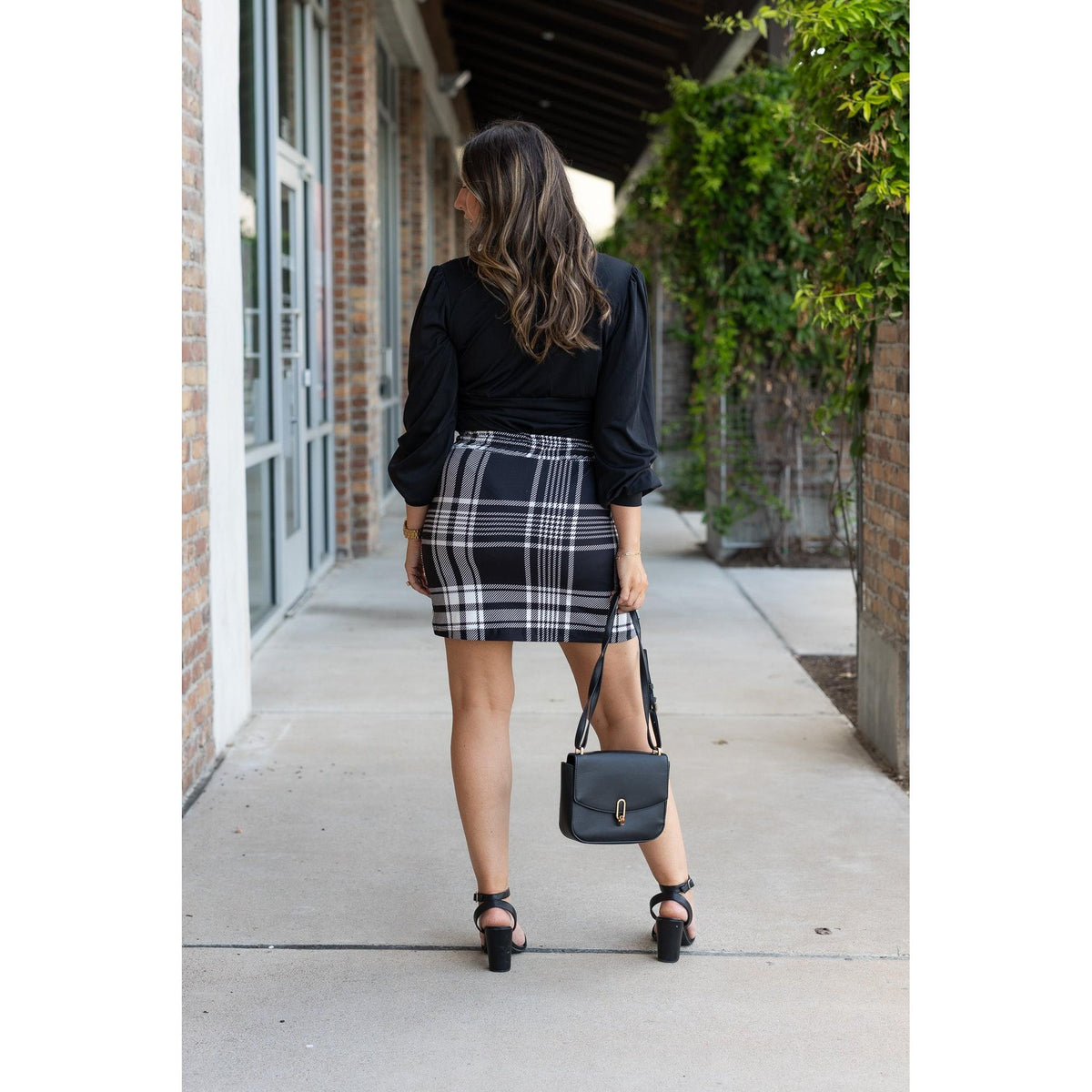 Ready to Ship  | The Amelia - Black And White Plaid Jogger Skirt - 2 PACK