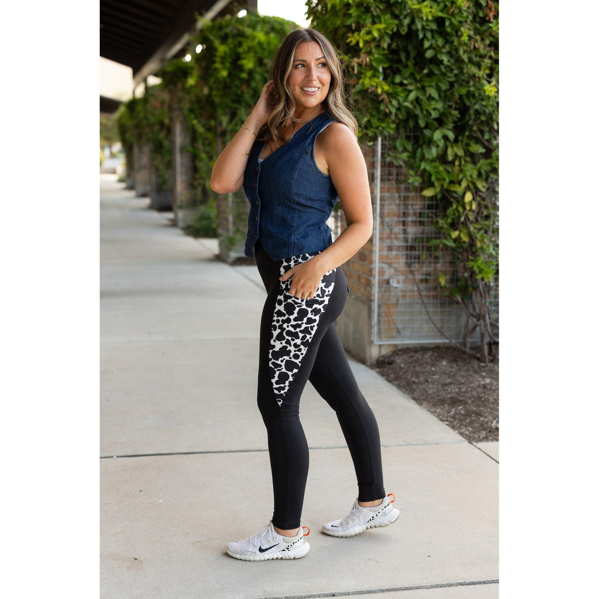 Ready to Ship | The Carolina - Cow Print Panel Leggings - 2 PACK
