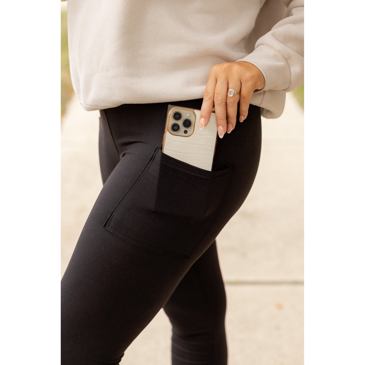 Ready to Ship | BLACK FULL-LENGTH Leggings with POCKET  - Luxe Leggings by Julia Rose®