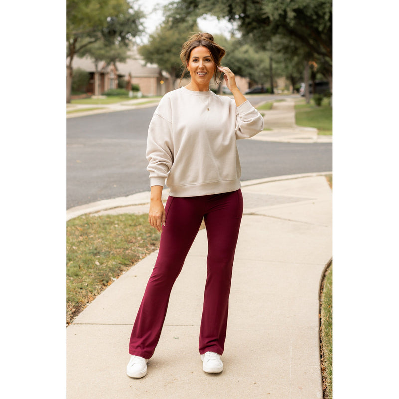 PreOrder  | The Maeve - 30"  MAROON Bootcut Leggings with Pockets - Round 2