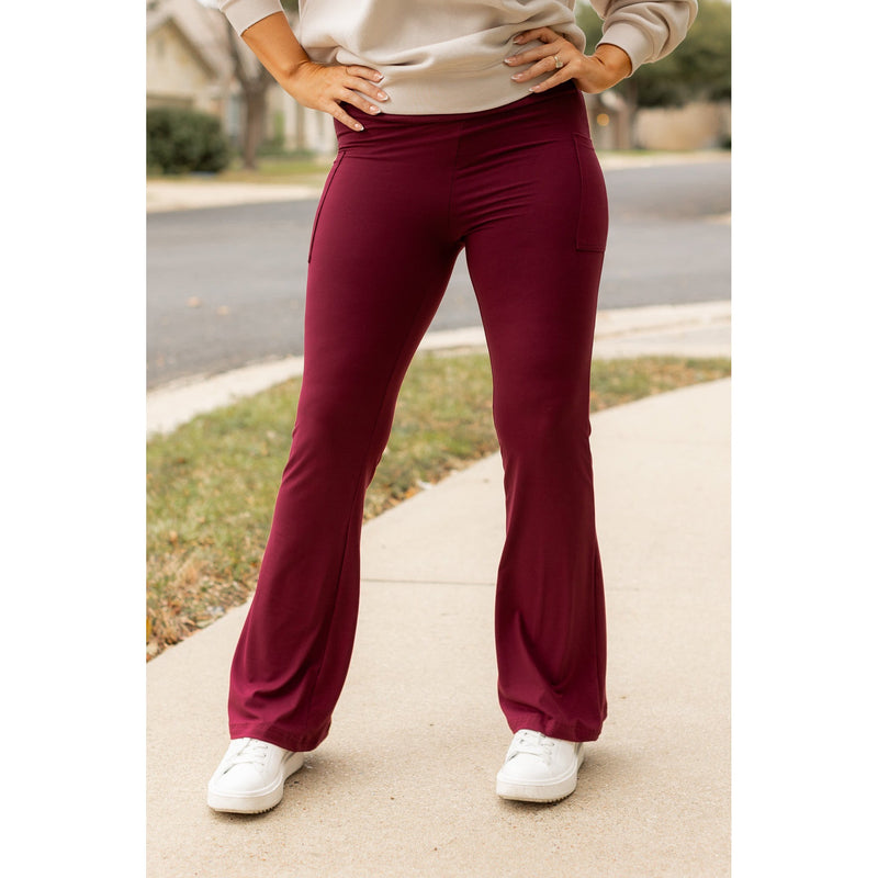 PreOrder  | The Maeve - 30"  MAROON Bootcut Leggings with Pockets - Round 2