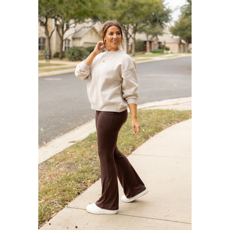 PreOrder | The Rhea - 30"  BROWN Bootcut Leggings with Pockets Round 2