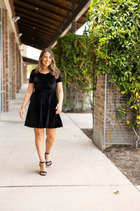 Ready to Ship | Black Velvet Baby Doll Dress