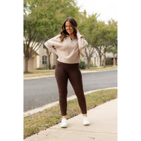 Ready to Ship| The Belle - Brown FLEECE Full Length Leggings with Pockets 2 Pack