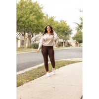 Ready to Ship| The Belle - Brown FLEECE Full Length Leggings with Pockets 2 Pack