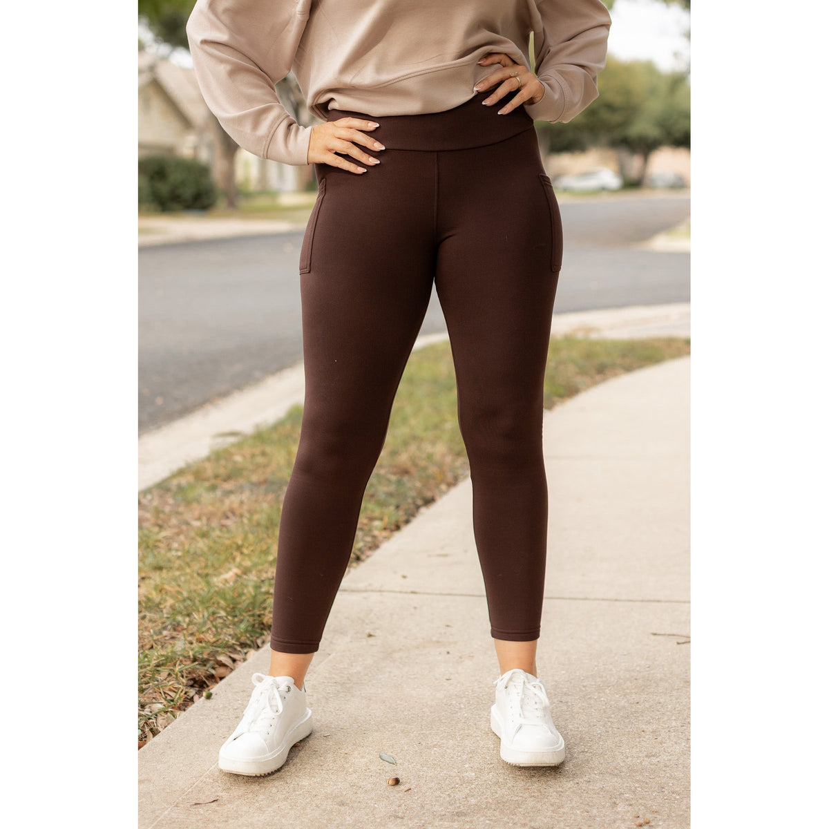 *Ready to Ship | The Belle - Brown FLEECE Full Length Leggings with Pockets*  - Luxe Leggings by Julia Rose®