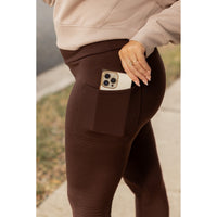 Ready to Ship| The Belle - Brown FLEECE Full Length Leggings with Pockets 2 Pack