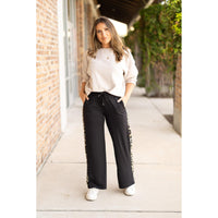 Women’s buttery soft leopard panel lounge pants with pockets