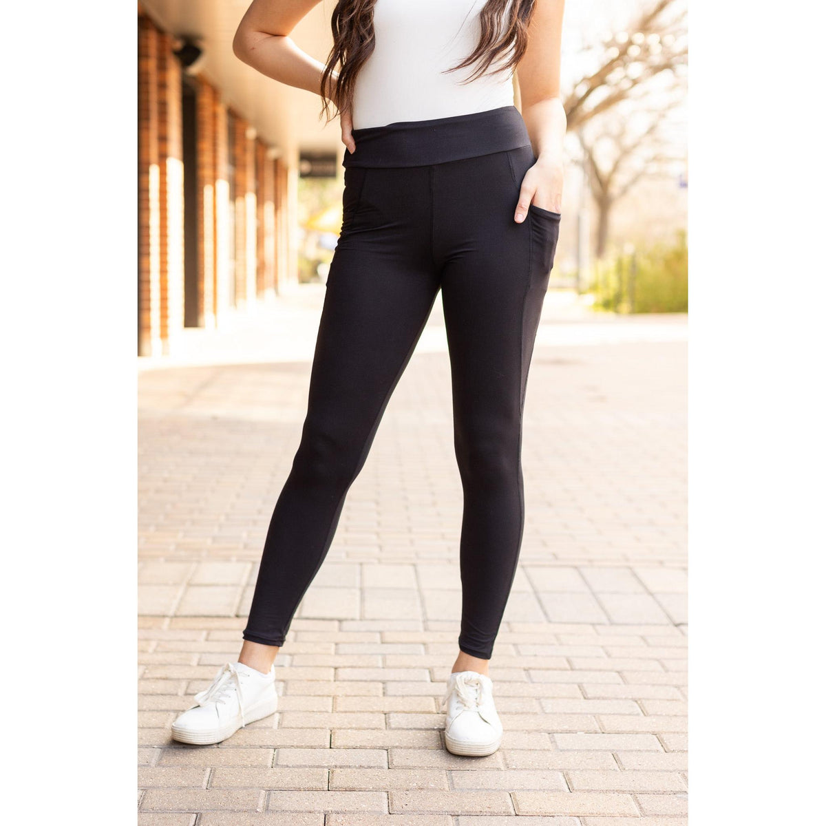 Julia Rose Sleek Pocket full length leggings with pockets high-waisted women’s leggings