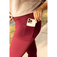 Ready to Ship | The Molly - 2 PACK - MAROON Crossover Full Length Leggings with Pockets