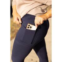 Ready to Ship | The Nadia - 2 PACK - NAVY Crossover Full Length Leggings with Pockets