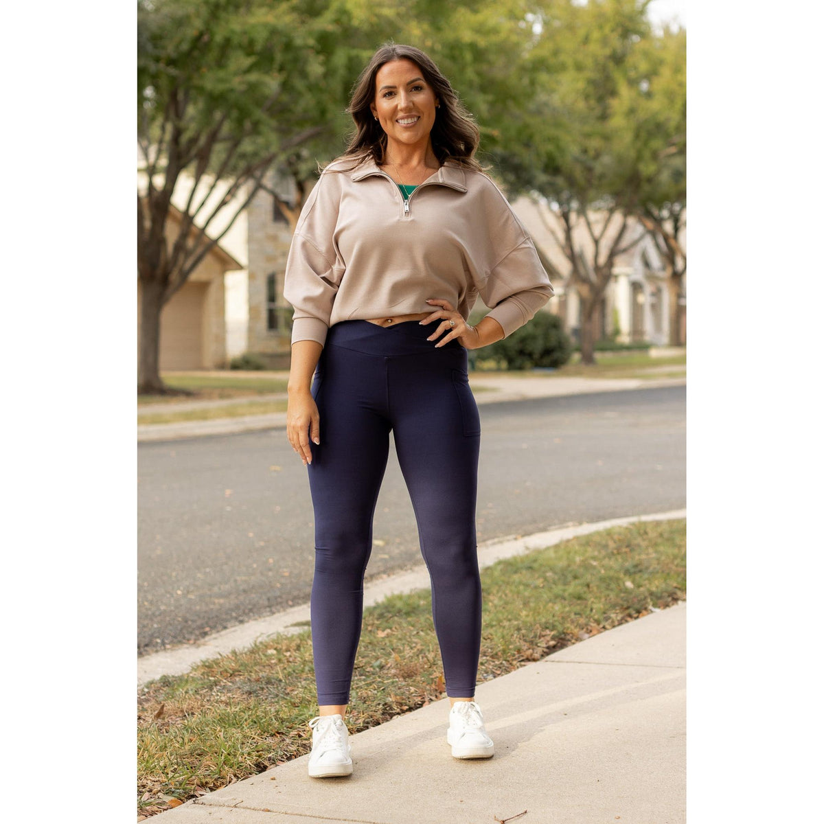 Ready to Ship | The Nadia - 2 PACK - NAVY Crossover Full Length Leggings with Pockets