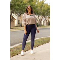 Ready to Ship | The Nadia - 2 PACK - NAVY Crossover Full Length Leggings with Pockets