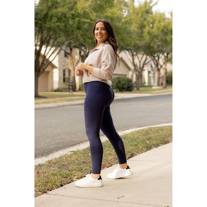 *Ready to Ship | The Nadia - NAVY Crossover Full Length Leggings with Pockets  - Luxe Leggings by Julia Rose®