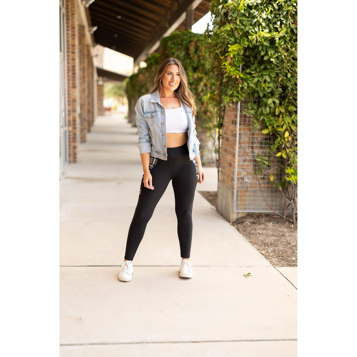 Ready to Ship | The Gabby - Black And White Plaid Panel Leggings - 2 PACK