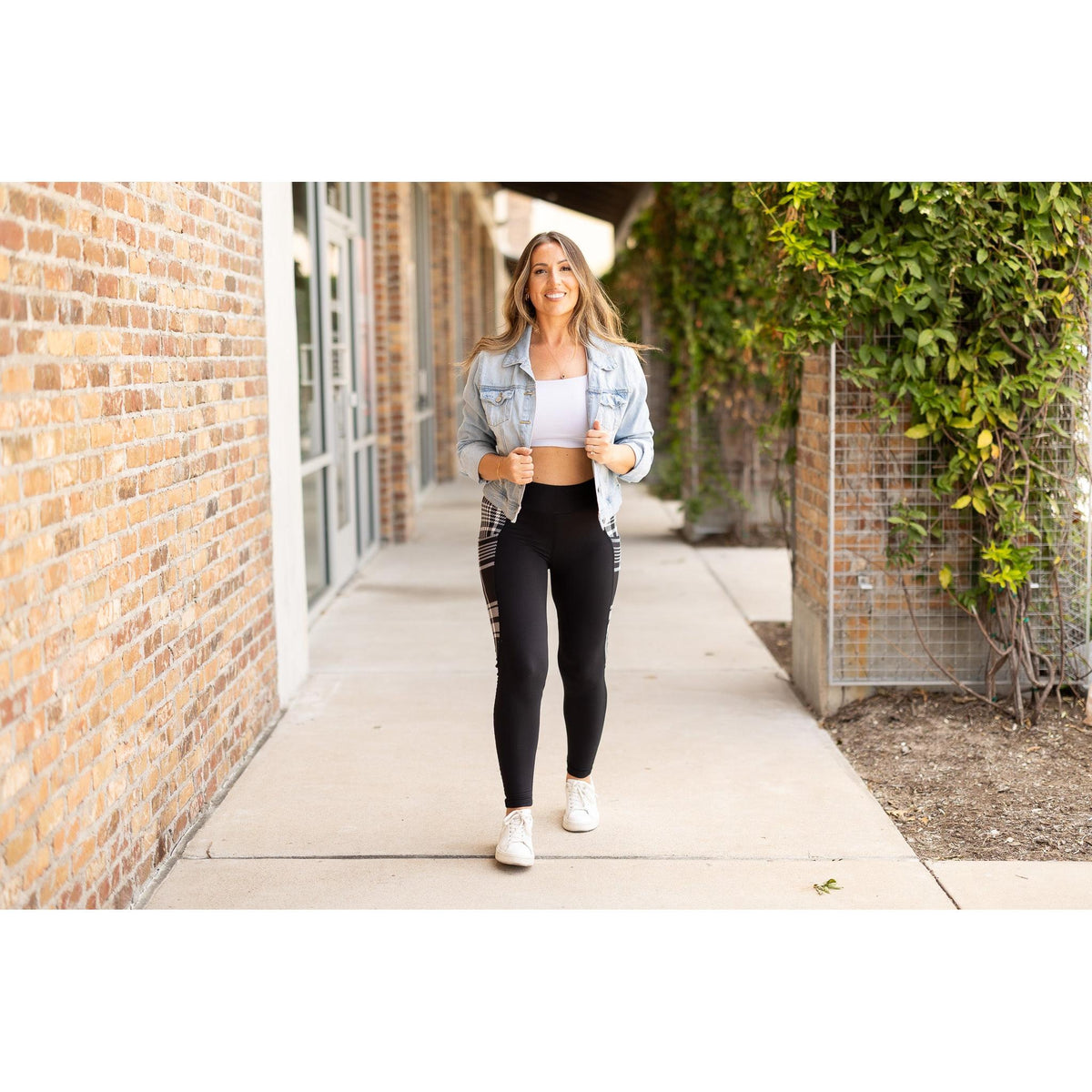 Ready to Ship | The Gabby - 2 PACK - Black And White Plaid Panel Leggings