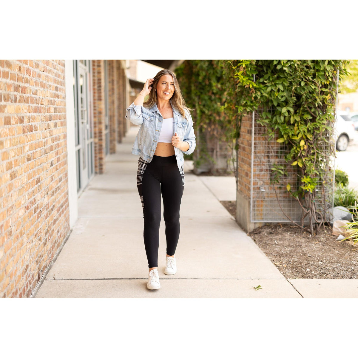 Ready to Ship | The Gabby - 2 PACK - Black And White Plaid Panel Leggings