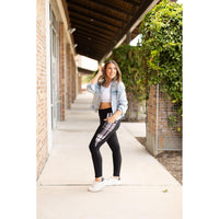 Ready to Ship | The Gabby - 2 PACK - Black And White Plaid Panel Leggings