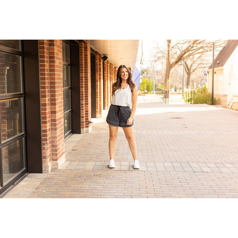 PreOrder | The Emelia Terry Cloth Shorts - Black