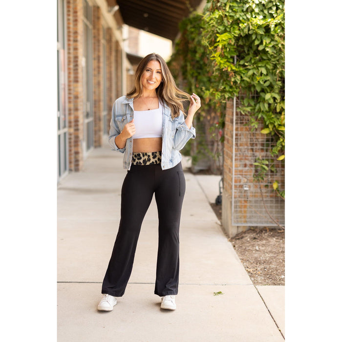 Ready to Ship | The Kristen - Leopard Fold Over Bootcut Leggings - 2 PACK