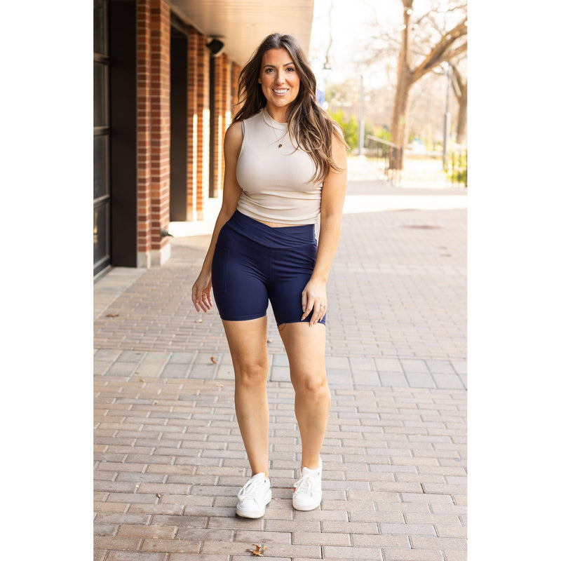 PreOrder | The Abby - NAVY Crossover Biker 5" Shorts  - Luxe Leggings by Julia Rose® Round 2