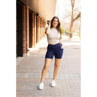 PreOrder | The Abby - NAVY Crossover Biker 5" Shorts  - Luxe Leggings by Julia Rose® Round 2