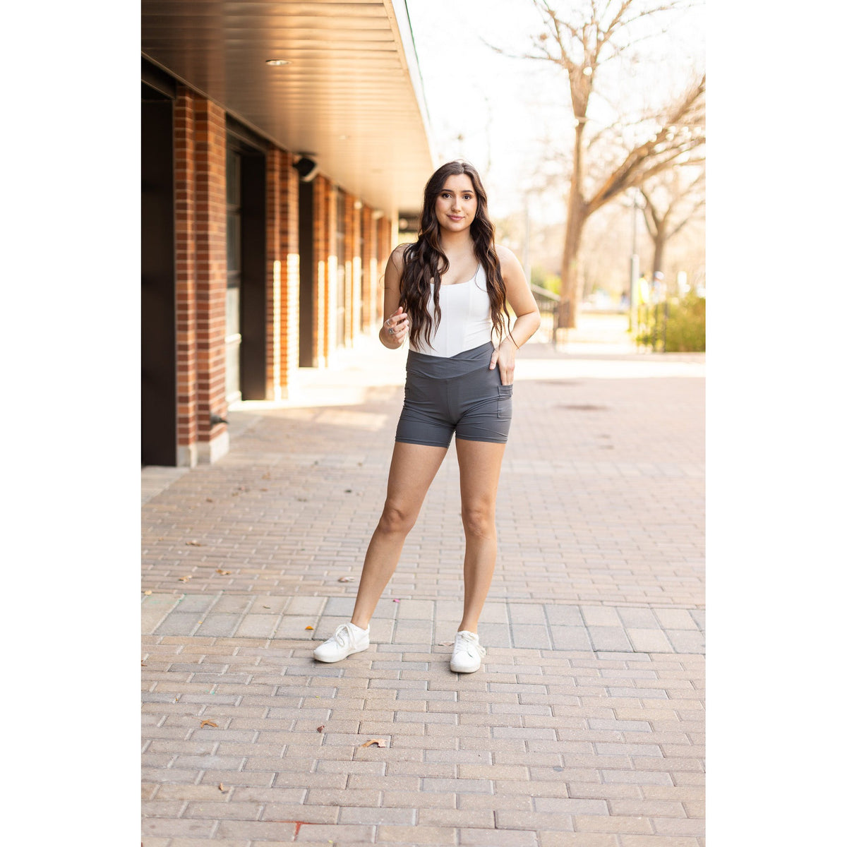 PreOrder | The Caleigh - Charcoal Crossover Biker 5" Shorts  - Luxe Leggings by Julia Rose® Round 2