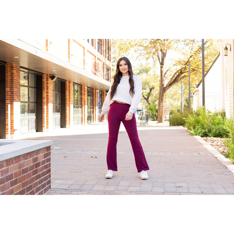 PreOrder  | The Maeve - 30"  MAROON Bootcut Leggings with Pockets - Round 2