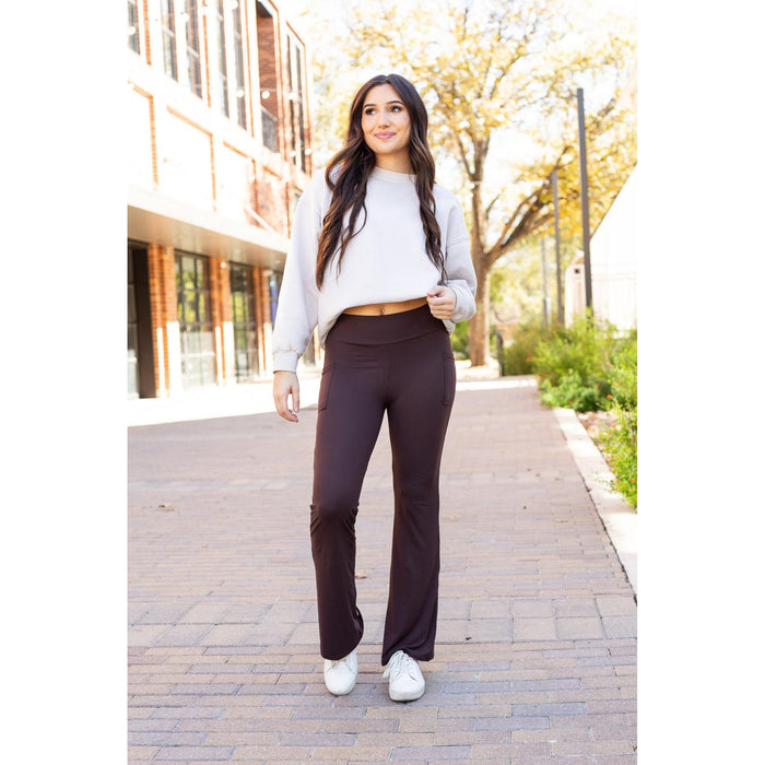 Ready to Ship | The Rhea -  2 PACK - BROWN Bootcut Leggings with Pockets