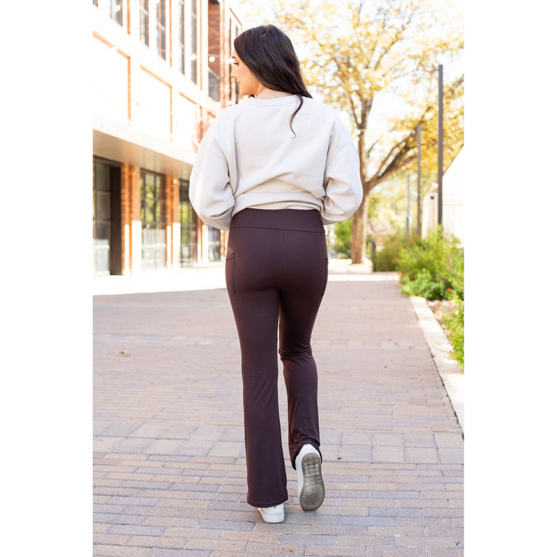 Ready to Ship | The Rhea - 30"  BROWN Bootcut Leggings with Pockets Round 2