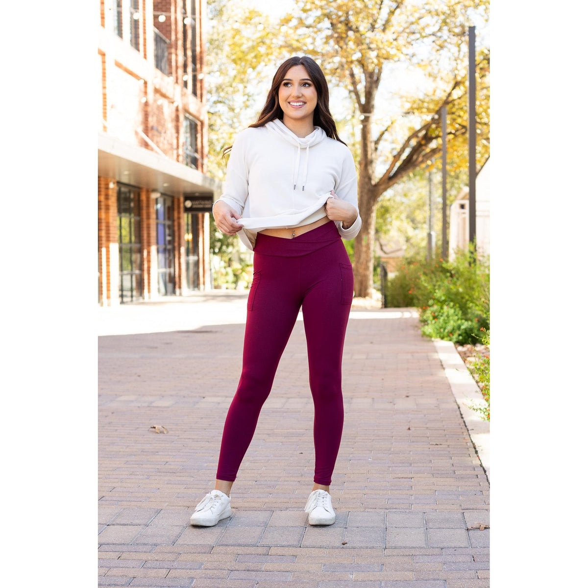 Ready to Ship | The Molly - 2 PACK - MAROON Crossover Full Length Leggings with Pockets