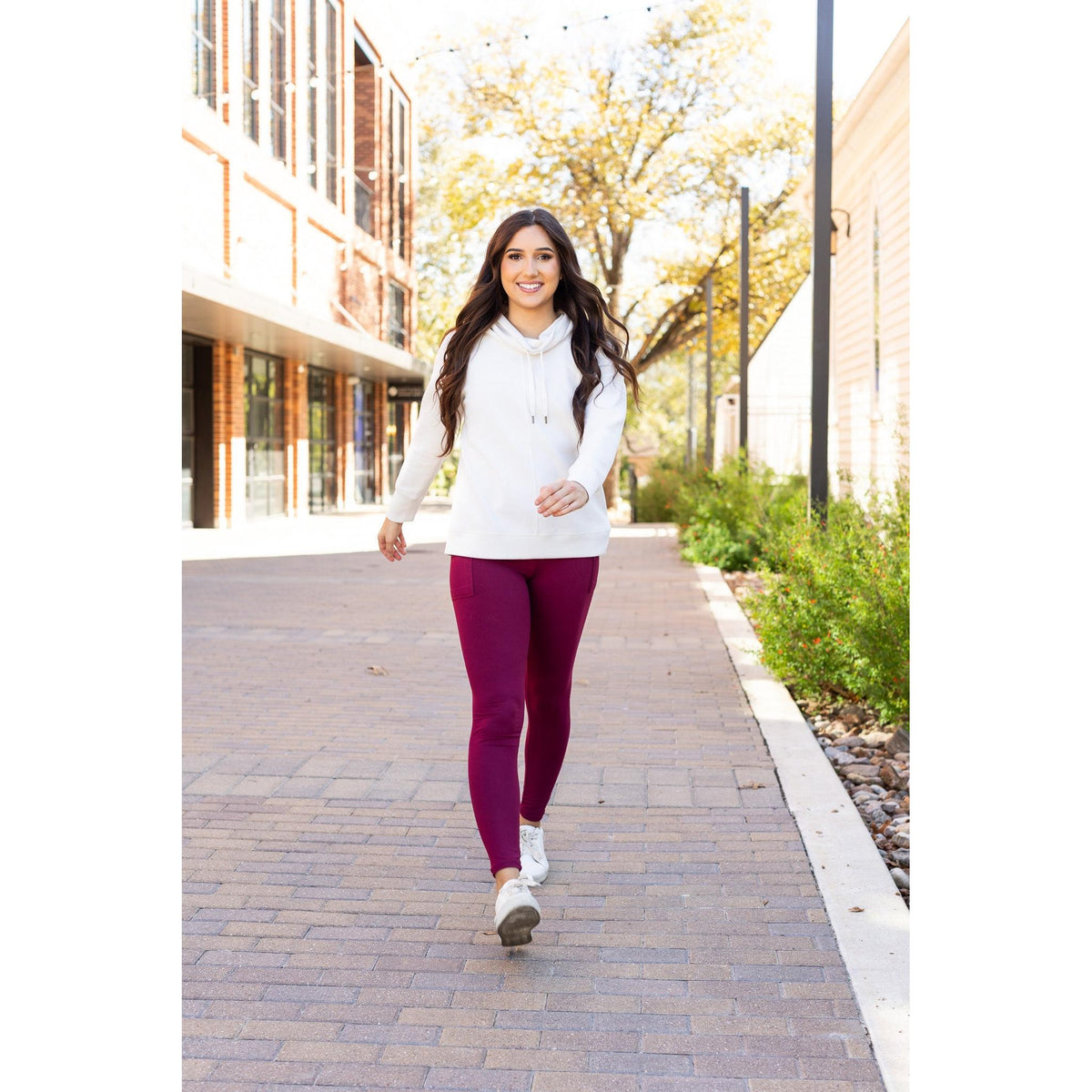 Ready to Ship | The Molly - 2 PACK - MAROON Crossover Full Length Leggings with Pockets