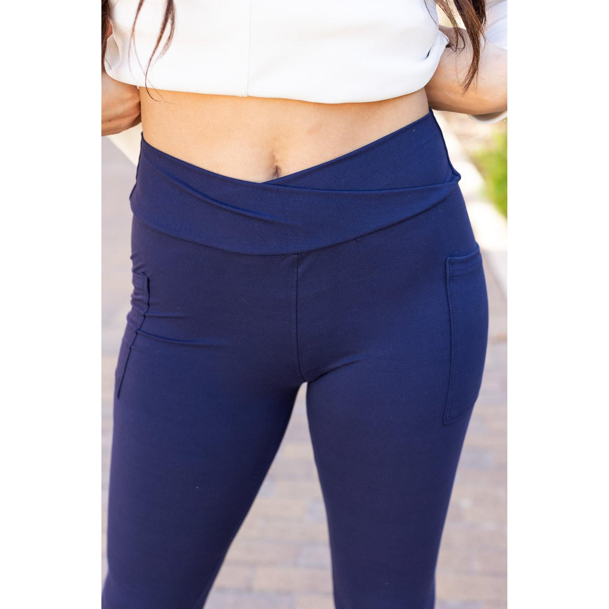 Ready to Ship | The Nadia - 2 PACK - NAVY Crossover Full Length Leggings with Pockets