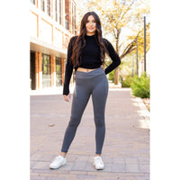 *Ready to Ship | The Caitlin - CHARCOAL Crossover Full Length Leggings with Pockets  - Luxe Leggings by Julia Rose®