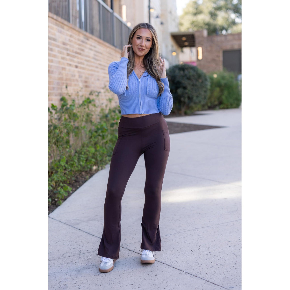 Julia Rose brown flare leggings high-waisted and buttery soft