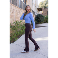 Julia Rose brown flare leggings high-waisted and buttery soft