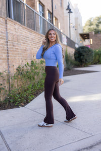 Ready to Ship | The Brandy - Brown Flare Leggings WITH POCKETS - 2 PACK