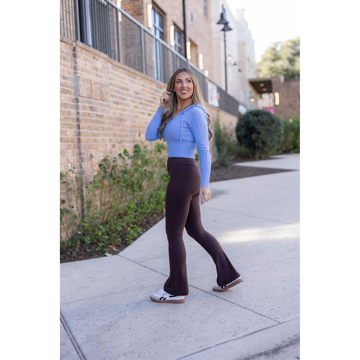 Julia Rose brown flare leggings high-waisted and buttery sof