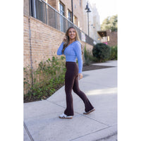Julia Rose brown flare leggings high-waisted and buttery sof
