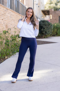 Ready to Ship | The Niko - Navy FLARE Leggings with Pocket - 2 PACK
